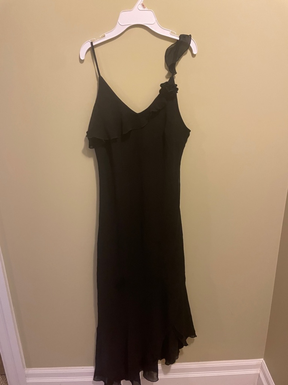 Ricki's Black One-Shoulder Ruffle Slip Dress